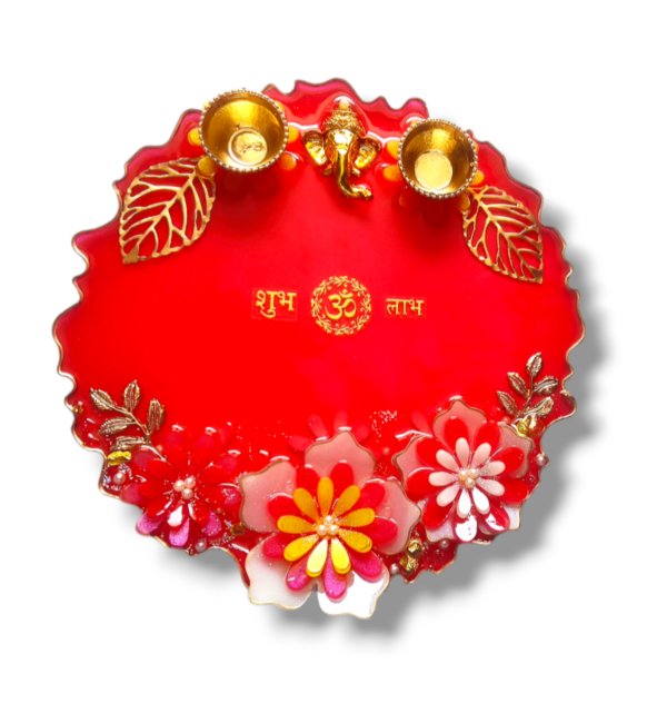 Exquisite 3D Resin Pooja Thali Set - Image 4