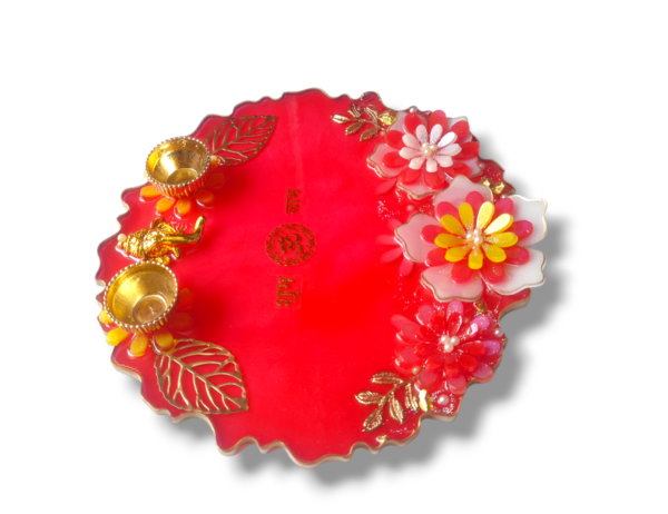 Exquisite 3D Resin Pooja Thali Set - Image 3