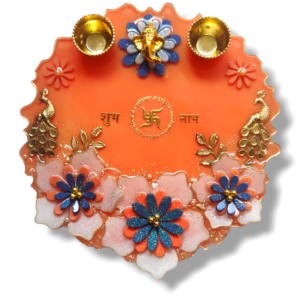 Divine Elegance 3D Flower Resin Pooja Thali
