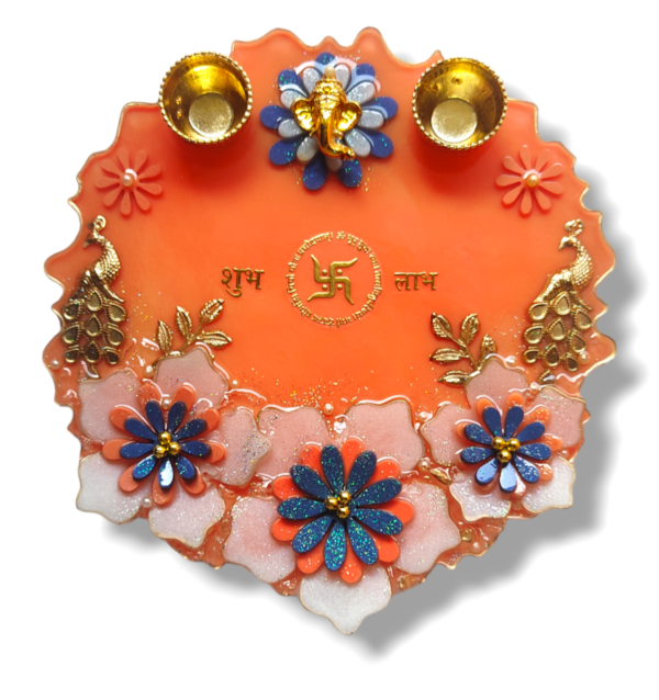 Divine Elegance 3D Flower Resin Pooja Thali