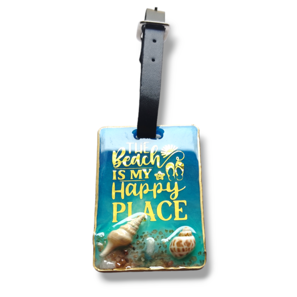 Beach Luggage Tag with Seashells, Personalized Travel ID Tag - Image 3