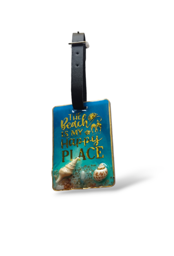 Beach Luggage Tag with Seashells, Personalized Travel ID Tag - Image 4