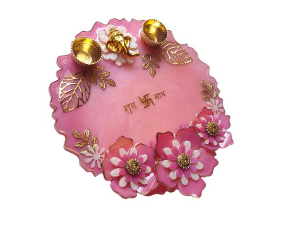 3D Floral Resin Pooja Thali, Durable & Customizable - Image 4