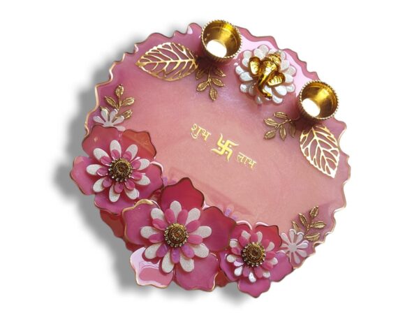 3D Floral Resin Pooja Thali, Durable & Customizable - Image 5