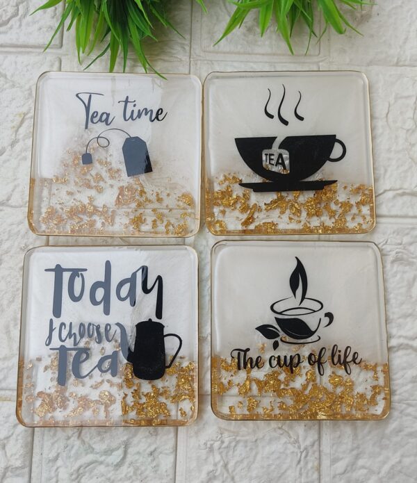 Resin Tea Coaster-Quotes for Tea Lovers( Set of 4) - Image 3