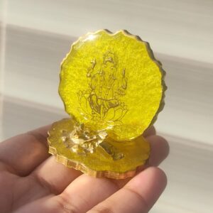 Mini Resin Ganesh Car Dashboard idols | Eco-Friendly Decor for Home & Office" - Agate, Yellow