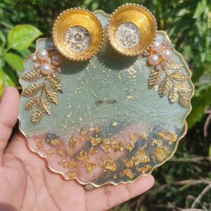 Vibrant Resin Pooja Thali- Pista Green