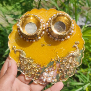 Artisan Resin Pooja Thali- Yellow