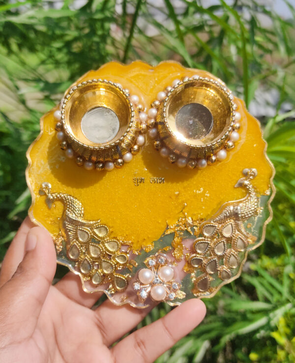 Artisan Resin Pooja Thali- Yellow