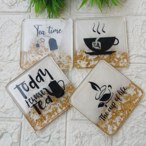 Resin Tea Coaster-Quotes for Tea Lovers( Set of 4)
