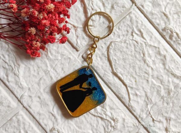 Resin Keychain with Black Vinyl Sticker - Image 2